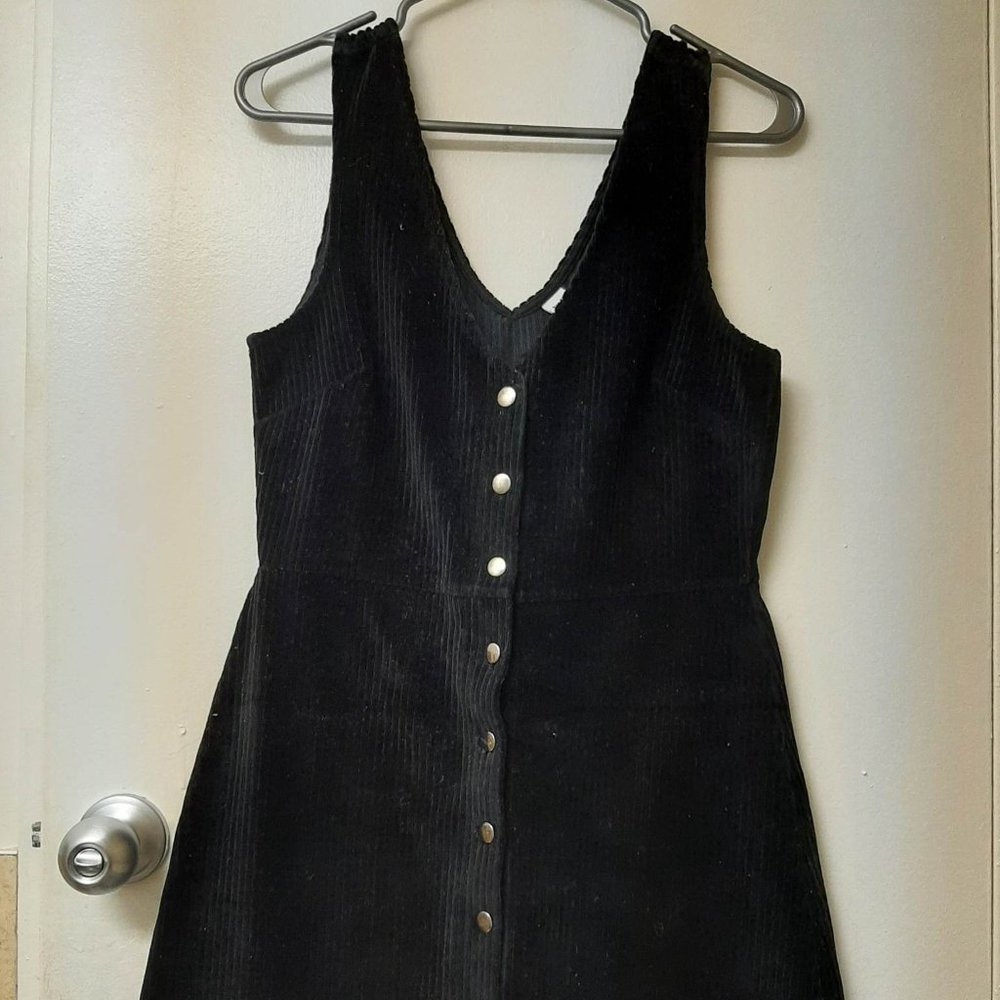 Twik (Simon's) Corduroy Button Up Black Dress